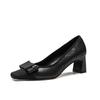 6368-6 Xiaoxiangfeng Shallow Mouth Commuter Work Shoes 2025 New Square Head Mary Jane Single Shoes Thick Heel High Heels Women