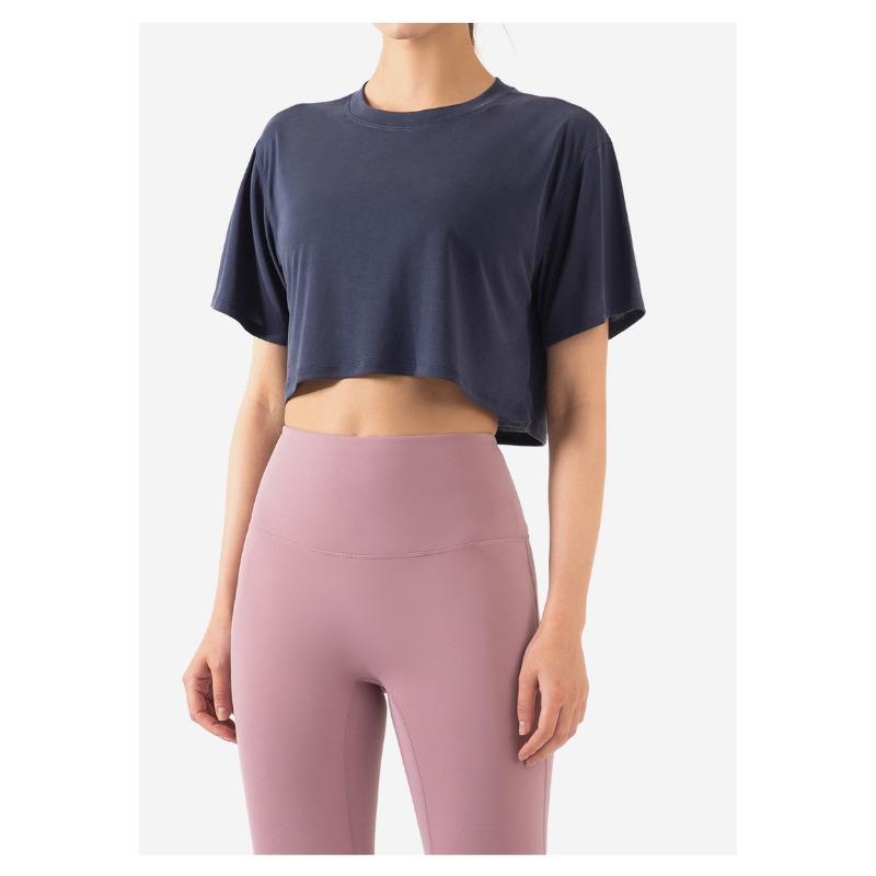 Loose Sports Short-sleeved Women's Navel-baring Modal Fitness Vest Short Sports Yoga Cover-up Top