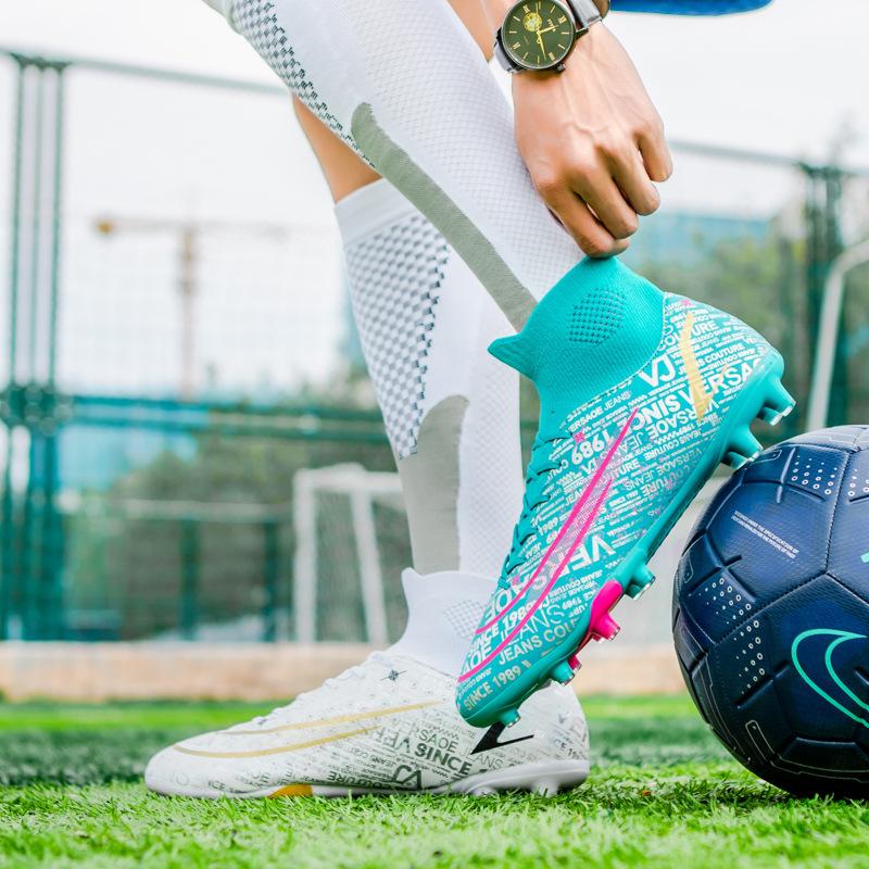 New football shoes, men's high-top AG long nails and broken nails, artificial grass training shoes for young middle school students