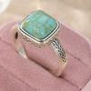 Ethnic CopperColor Inlaid Imitation Turquoise Women's Ring Square Daily Wear Party Jewelry