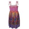 Girls Bohemian Beach Dress Off Shoulder Floral Sleeveless Rainbow Straps Suspender Dress with Necklace Summer Outfit