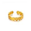 999 Sterling Silver & 24K Gold Copper Coin Ring: Trendy Open Band for Wealth