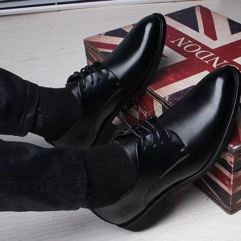 Fashion Luxury Men's Dress Shoes British Style Male Business Leather Shoe Lace Up Height Increase Casual Shoes High Quality Men Shoes