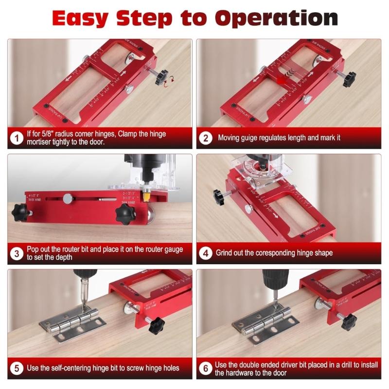 Adjustable Hinge Jig For Door Lock Installation Aluminum Positioning Guide Ensures Accurate Hole Drilling On Cabinets