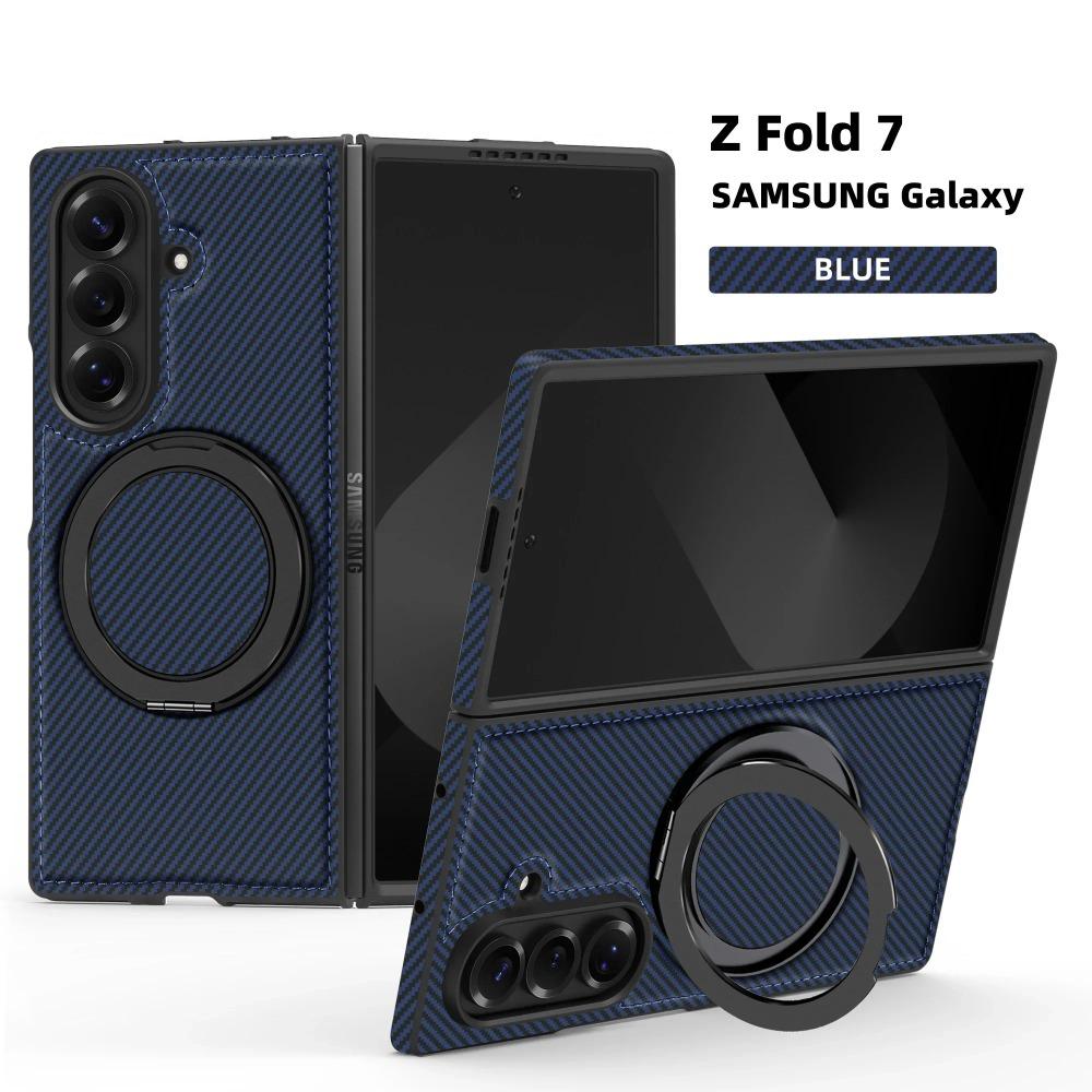 

Business Carbon Fiber Texture Magnetic Case for Samsung Galaxy Z Fold 7 6 5 4 3 for Magsafe 360° Rotating Stand Protection Cover Galaxy Z Fold6