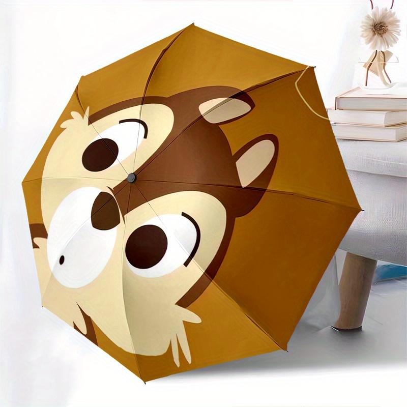Disney Chip 'n' Dale Themed automatic opening and closing folding umbrella, portable durable, 8 rib umbrella frame, very suitable for busi