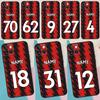 Personalised Number Football Name Phone Case For iPhone 17 Pro Max 11 14 15 16 Pro Max Plus 12 13 Mini 16e 17 Air Back Cover