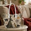 Halloween Witch Black Cat Pumpkin Spooky Web Casual Tote Bag for Daily Use