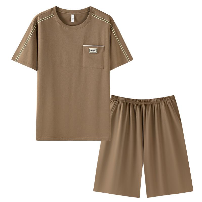 Pajamas Men's Summer Cotton Thin Short Sleeve Shorts Set Young Men's Casual Outer Wear Large Size Cotton Loungewear