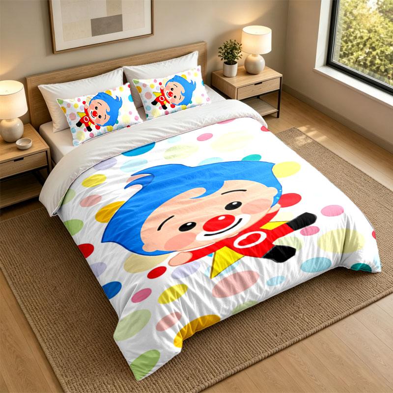 3Pcs Bedding SetEl Payaso Plim Plim Soft Bed Sheet and Two Pillowcases Home Bedroom Decor