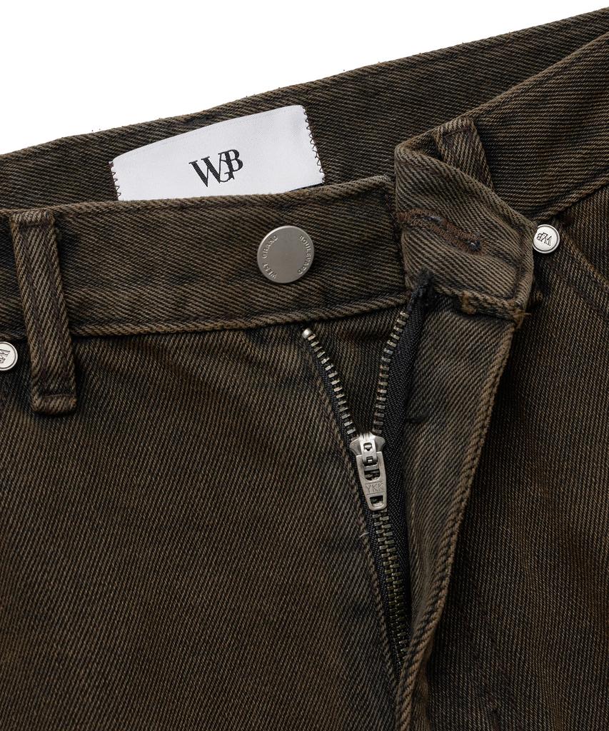 WEST GRAND BOULEVARD Drain Wide Washed Denim Pants Dark Amber