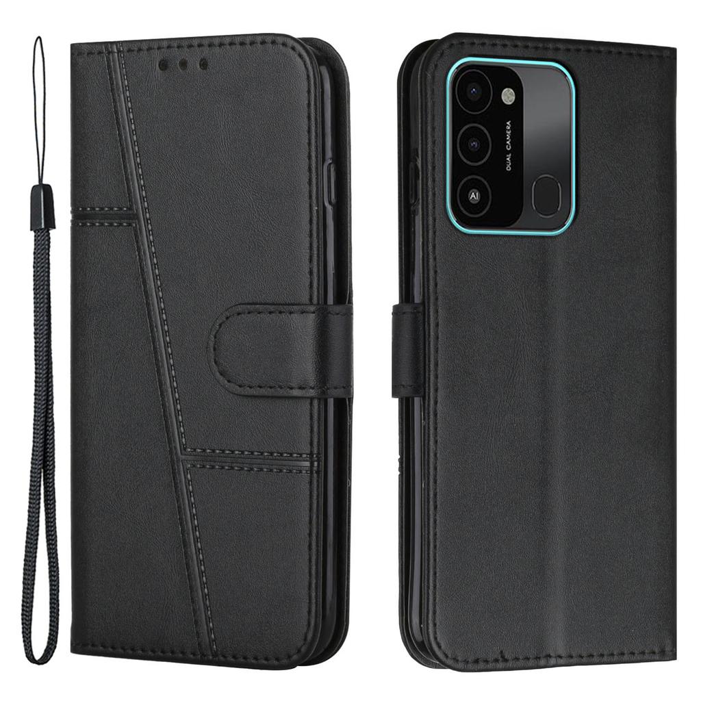 PU Leather Phone Cover For TECNO Spark Go 2022/Spark 8C 4G,Stand Flip Phone Wallet Case with Strap