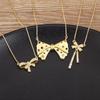 Nidin Korea Popular Bowknot Shape Shine Zircon Fine Pendant Necklace 7 Styles For Female Fashion Cute Chain Choker Jewelry Gifts