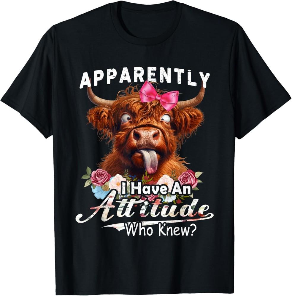 Apparently I Have An Attitude funny highland cow men women T-Shirt M
