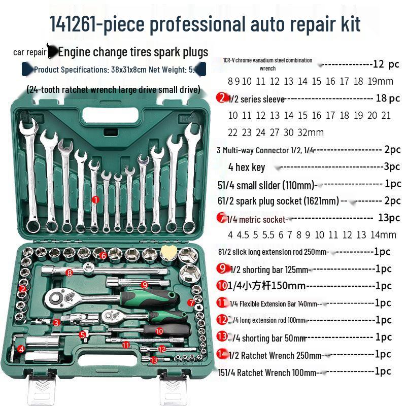 40-Piece Socket Set: Ratchet Wrench & Hex Key for Car/Motorcycle Repair
