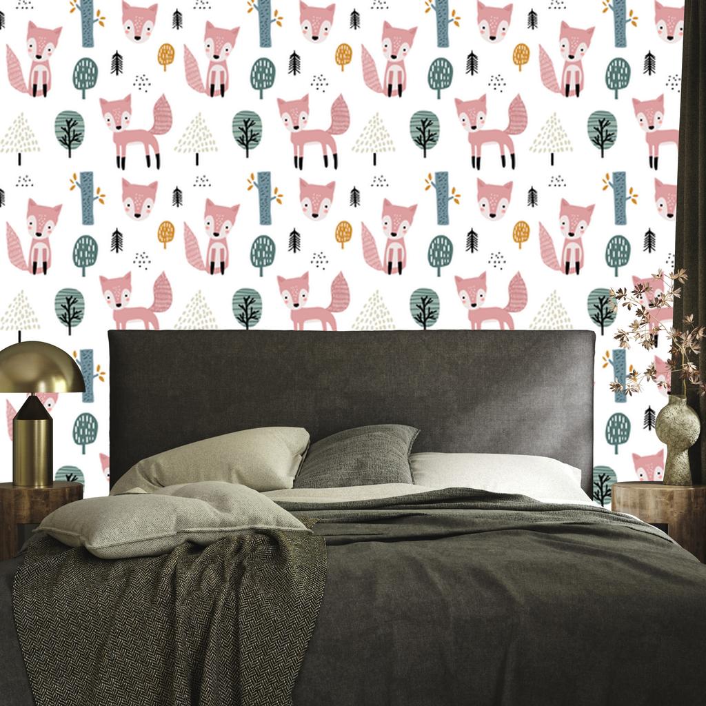Pink foxes in the forest wallpaper for living room and bedroom 50x1000