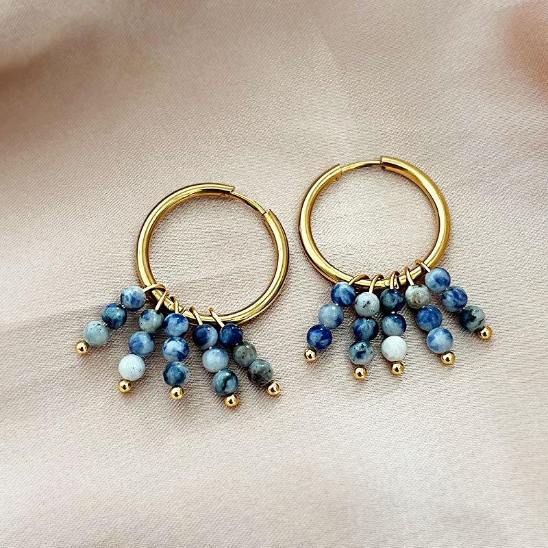Natural stone earrings Circle Hoop Earrings For Women Exaggerate Circle Earrings Drop Earrings Gold plated hoop earring Retro