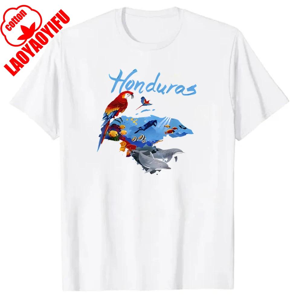 Honduras Damen Lässig Sportlich T-Shirt Honduras Grafikdruck Polyester Strickstoff Rundhalsausschnitt Ganzjahresmode Freizeitkleidung