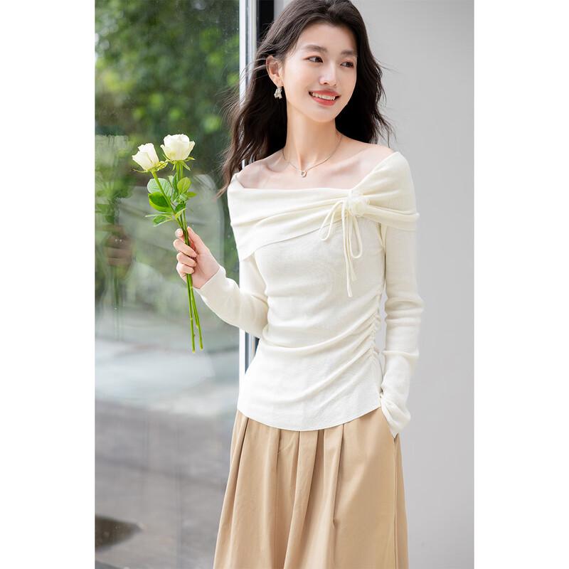 Mocana Women's Floral Halter One-Shoulder Long Sleeve Knit Top