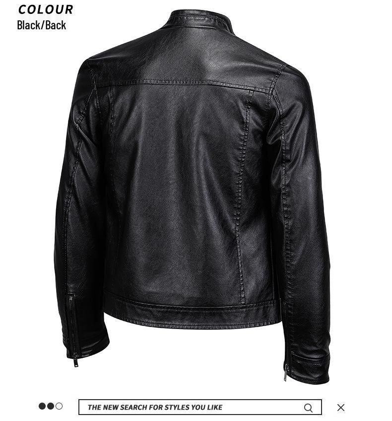 Men's Trendy American Stand-Collar Faux Leather Motorcycle Jacket with British and Korean Style