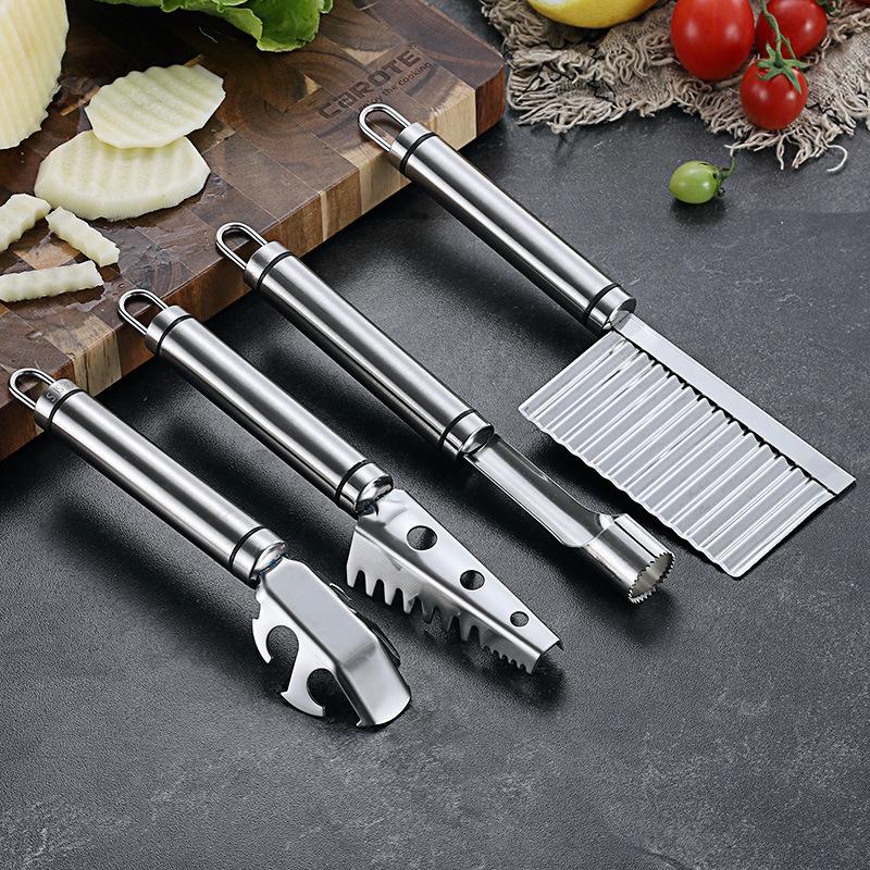 Edelstahl Gemüsewerkzeuge Multifunktionaler Kartoffelschneider Geschirrklammer Obstentkerner Fisch-Gadgets Küchen-Neuheiten Zubehör