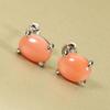 Pink Garnet Coral Undyed [SANSUI] Earrings, Silver,