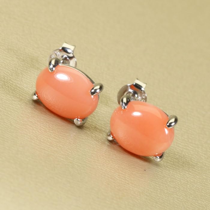 Pink Garnet Coral Undyed [SANSUI] Earrings, Silver,