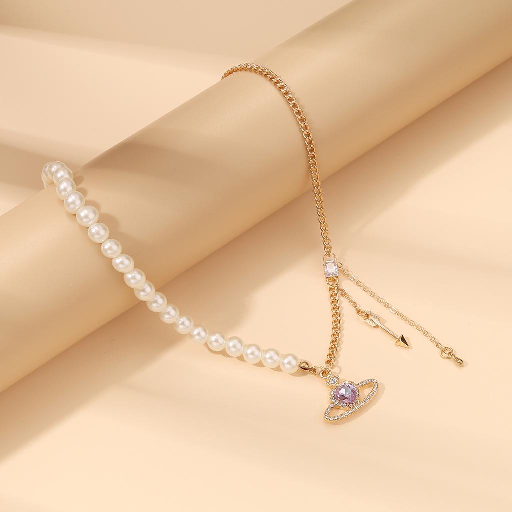 Pearl chain necklace cold wind multi-layer stacking collarbone chain summer