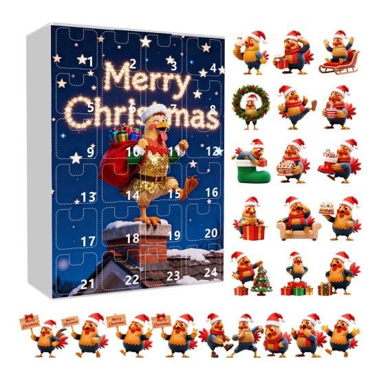 2025 Christmas Chick Advent Calendar 24-Day Countdown Box with Happy Chicken Ornaments Festive Tree Decorations for Kids