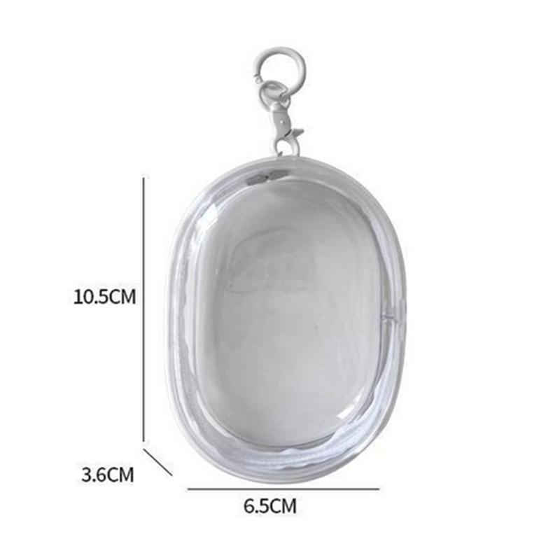 

1PC Portable Mini Clear Zipper Storage Bag Space-Saving Organizer For Earphones & Chargers Versatile With Handy Keychain Loop білий