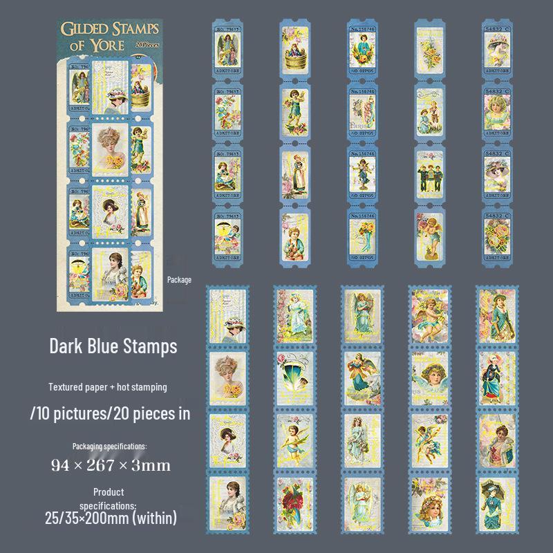 Schöner Tag Retro Vergoldete Kassenbon-Aufkleber - Alte Ticket-Serie, 4 Stile, 20 Blatt/Packung