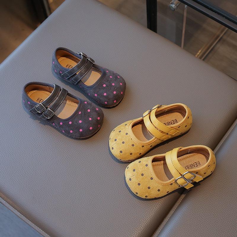 Zapatos de Cuero para Niñas, Nuevo Modelo Otoño Estilo Coreano, Zapatos de Princesa para Bebé con Lunares, Zapatos Birkenstock de Suela Blanda, Zapatos Planos para Niñas Pequeñas