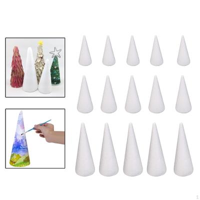 15Pcs Craft Foam Cones Polystyrene Christmas Tree for Table Centerpiece