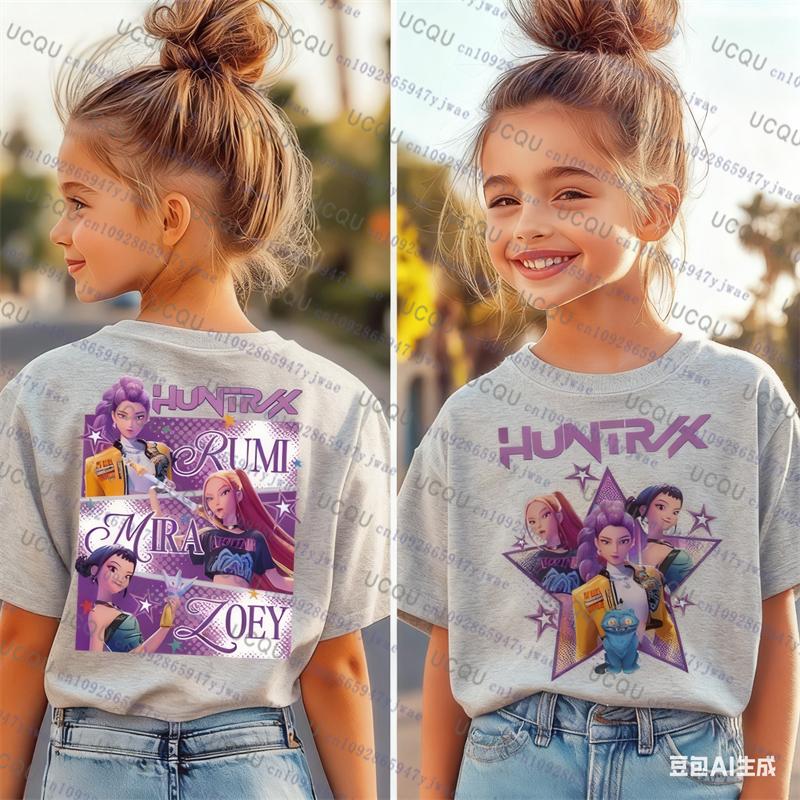 Kpop Demon Hunters Parent Child Halloween Kpop Demon Hunters TShirt Harajuku Casual Fashion Cotton Kid's Tshirt Cosplay Clothing