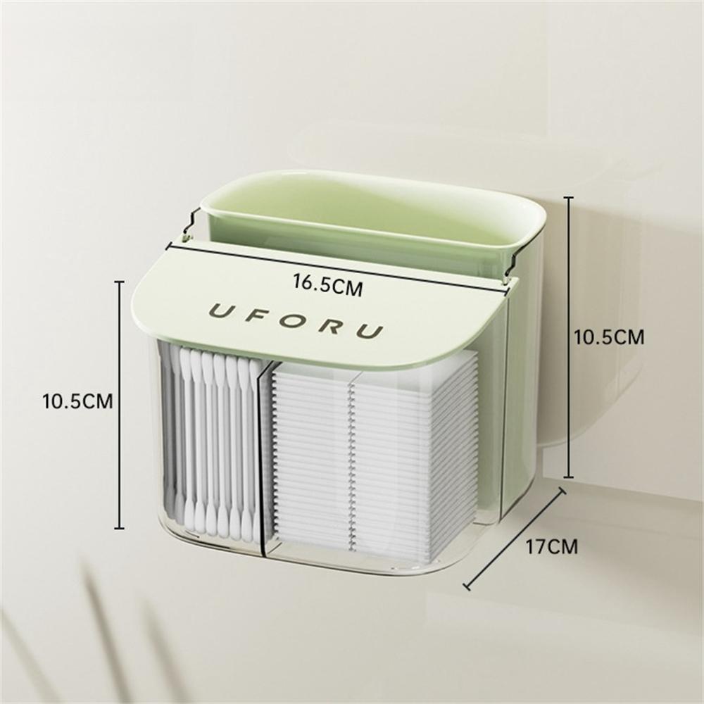 

Контейнер для хранения ватных дисков с откидной крышкой Креативный настенный держатель для ватных палочек Домашние открытые кейсы для косметики Аксессуары для ванной комнаты зелёный