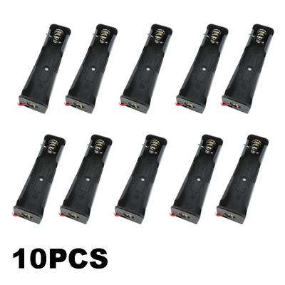 10pcs Black Plastic 1x 18650 Battery Storage Box Case 1 Slot Way DIY Batteries Clip Holder Container With 2pin Wire Lead