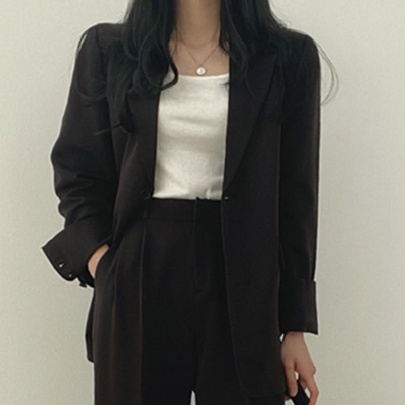 Women's Black Blazer & Suit Pants - Spring/Autumn 2025 Korean Street Style Casual Niche Design
