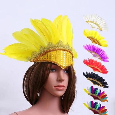 Indian Feather Head Dress Headband  Head-Mounted Feather Headwear Stage Performance Hair Accessories