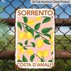 2D Flat, Sorrento Costa D'Amalfi Lemon Aluminum Sign - Retro Italian Coastal Wall Decor Kitchen Decor, Dining Room, Italian Restaurant, Coastal Home