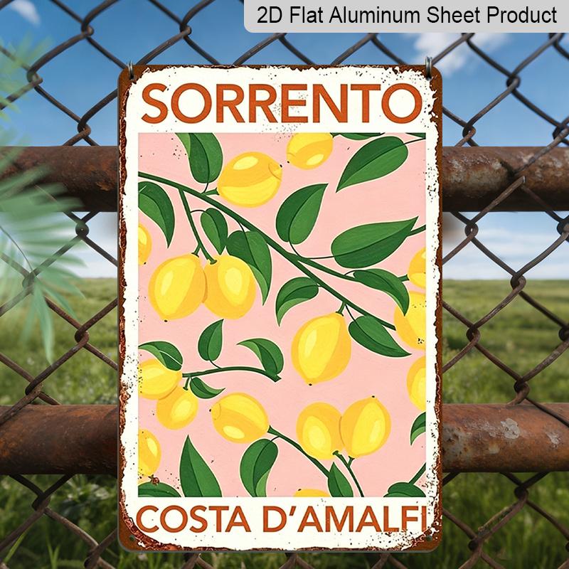 

2D Flat, Sorrento Costa D Amalfi Lemon Aluminum Sign - Retro Italian Coastal Wall Decor Kitchen Decor, Dining Room, Italian Restaurant, Coastal Home 20*30cm