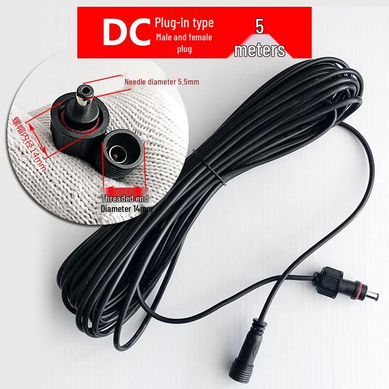 10-20m Waterproof Solar Floodlight Streetlight Extension Cord with DC Male-Female Double Pin Sockets