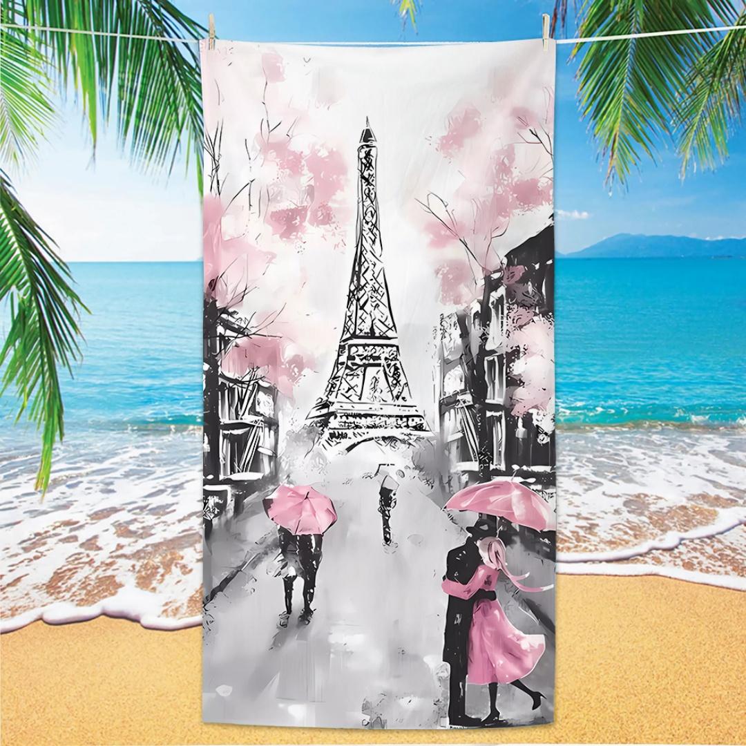 

Eiffel Tower Beach Towel, Digital Printing Thin Quick-Dry Anti-Sand Microfiber Lightweight for Swim, Yoga, Travel, Gym, Gift W30*H60(CM)