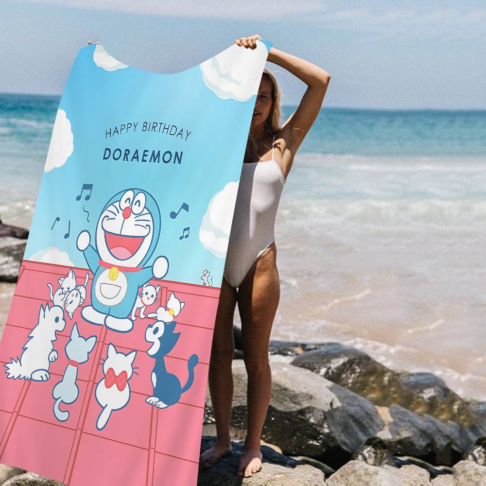 Funny Cartoon D-Doraemones Movie Microfiber Printed Beach Towel Mountain Climbing Yoga Beach Swimming Running Absorbent Towel