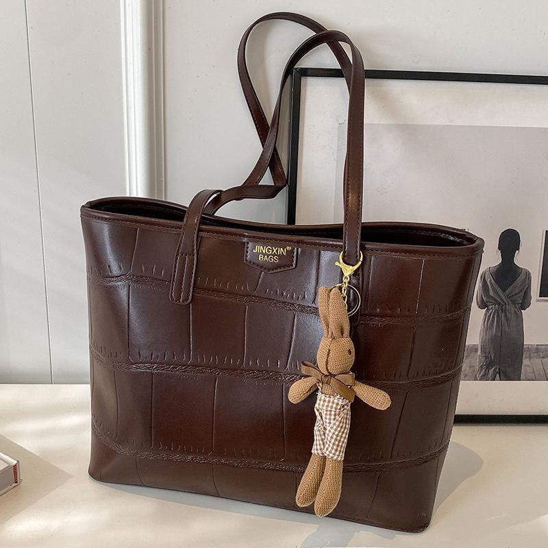 Handbag  Large Capacity  Simple Tote Bag  High End Plaid  Shoulder Bag Trendy