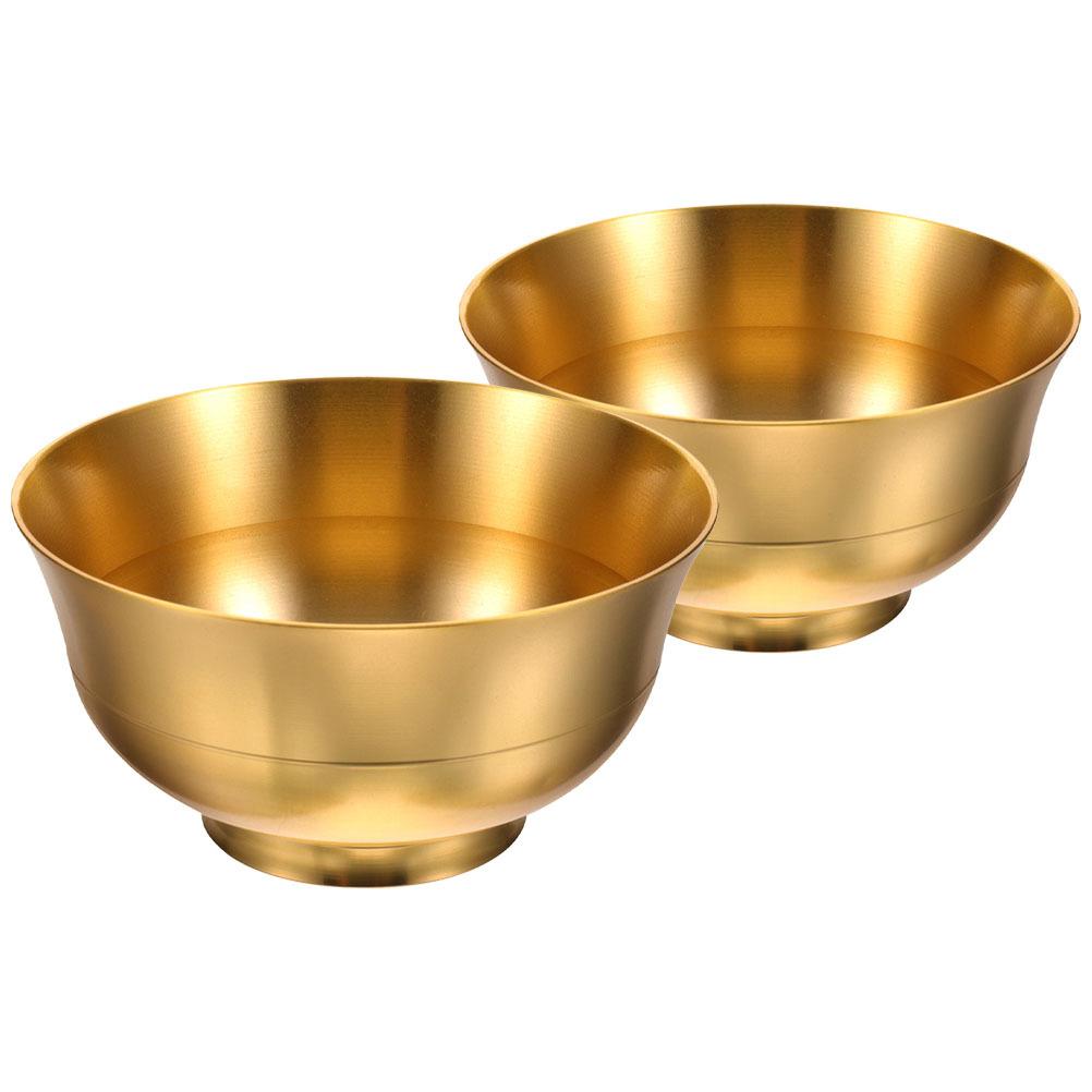 

2pcs Copper Brass Offering Bowl For Water Offerings Temple Home Decor Vintage Buddhist Worship Accessory Meditation Bowl CHINA