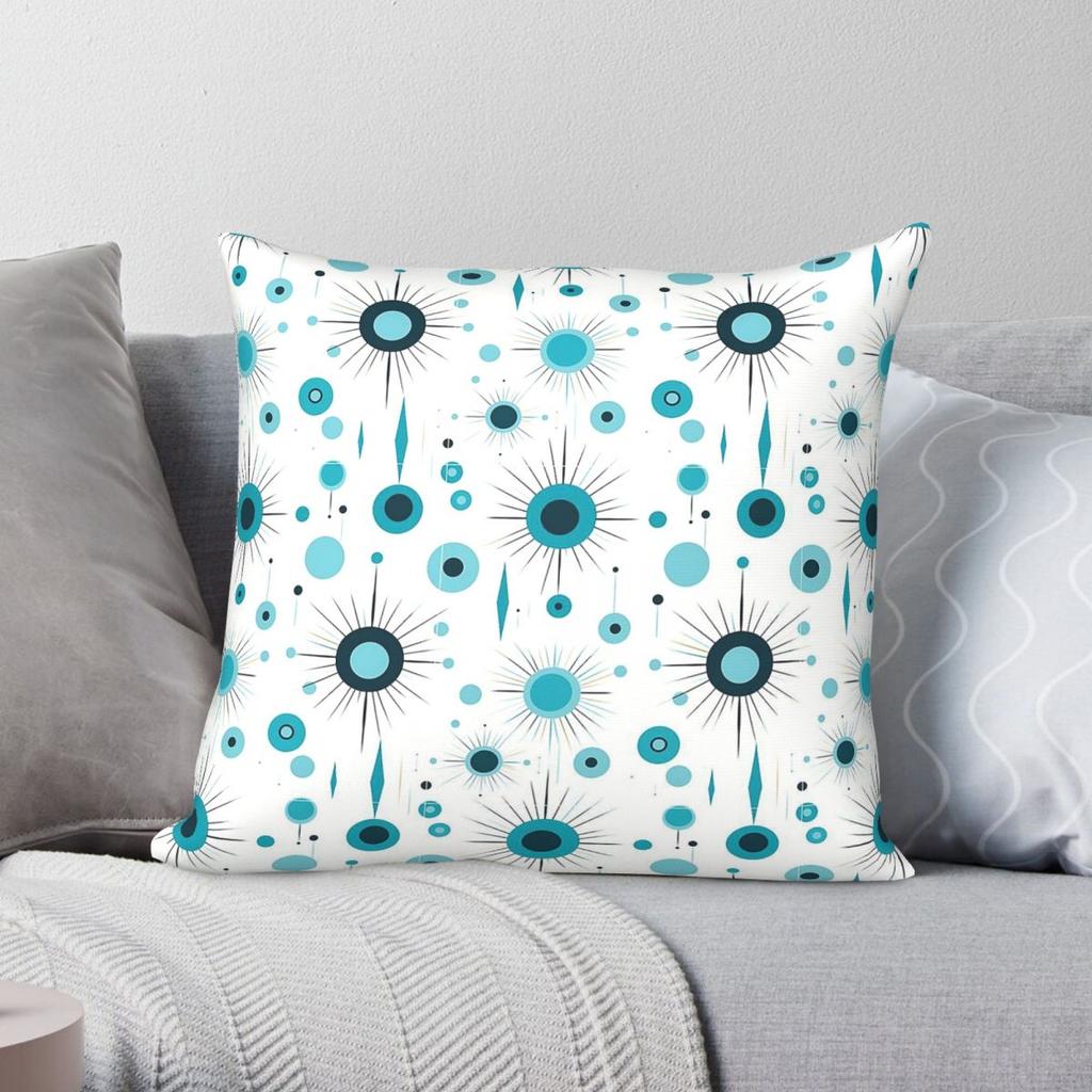 Blue Atomic Starburst Circles Square Pillowcase Polyester Linen Velvet Pattern Zip Decor Throw Pillow Case Room Cushion Cover