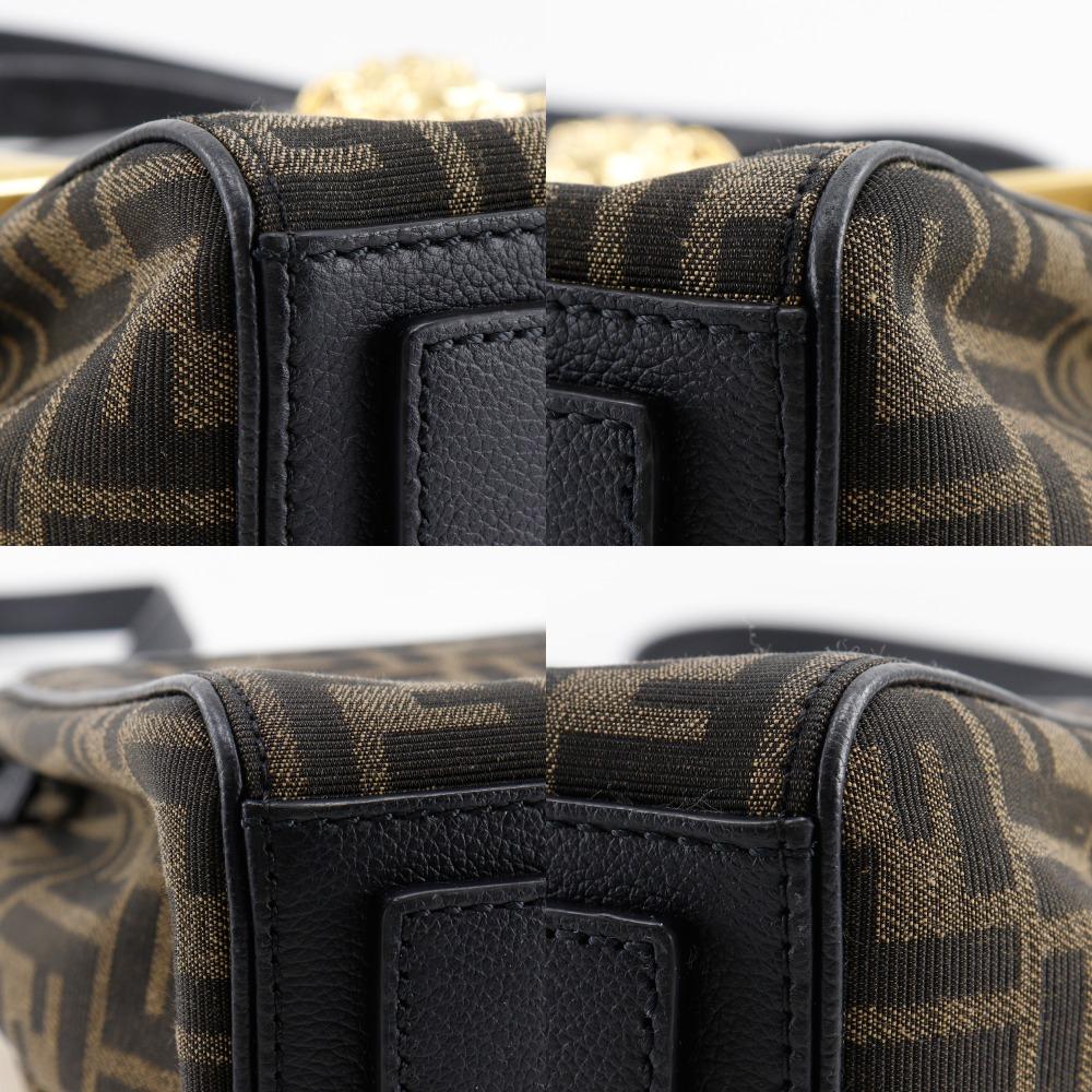 Fendi La Medusa Zucca Handbag X Versace Fender 2WAYShoulder Black / Brown Nylon Canvas/leather Women Used