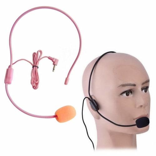 Wired Condenser Microphone Headset for Loudspeakers - Suitable for Lectures, Presentations, and Outdoor Events - 3.5mm Plug, Pink/Yellow/Black (1 Piec