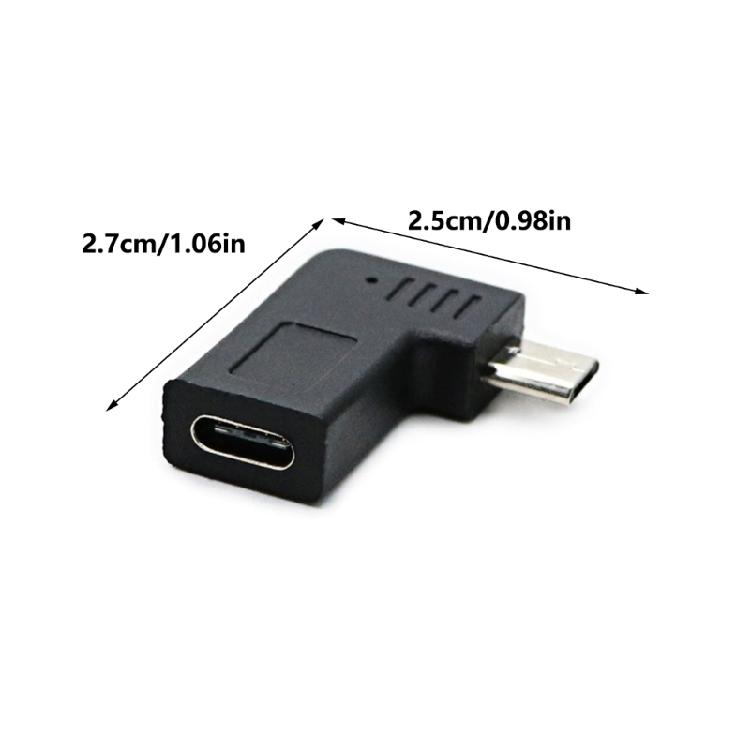 USB C To Micros USB Adapter Right Angle Type C Connectors For Convenient Use In Tight Space Charging & Syncing Converter