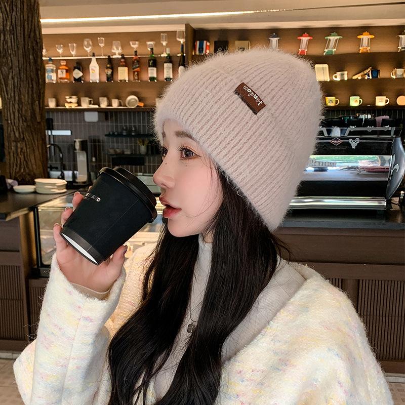 Korean Style Autumn and Winter Woolen Hat for Women Thickened Warm Ear Protection Pullover Hat Cute Baotou Knitted Hat